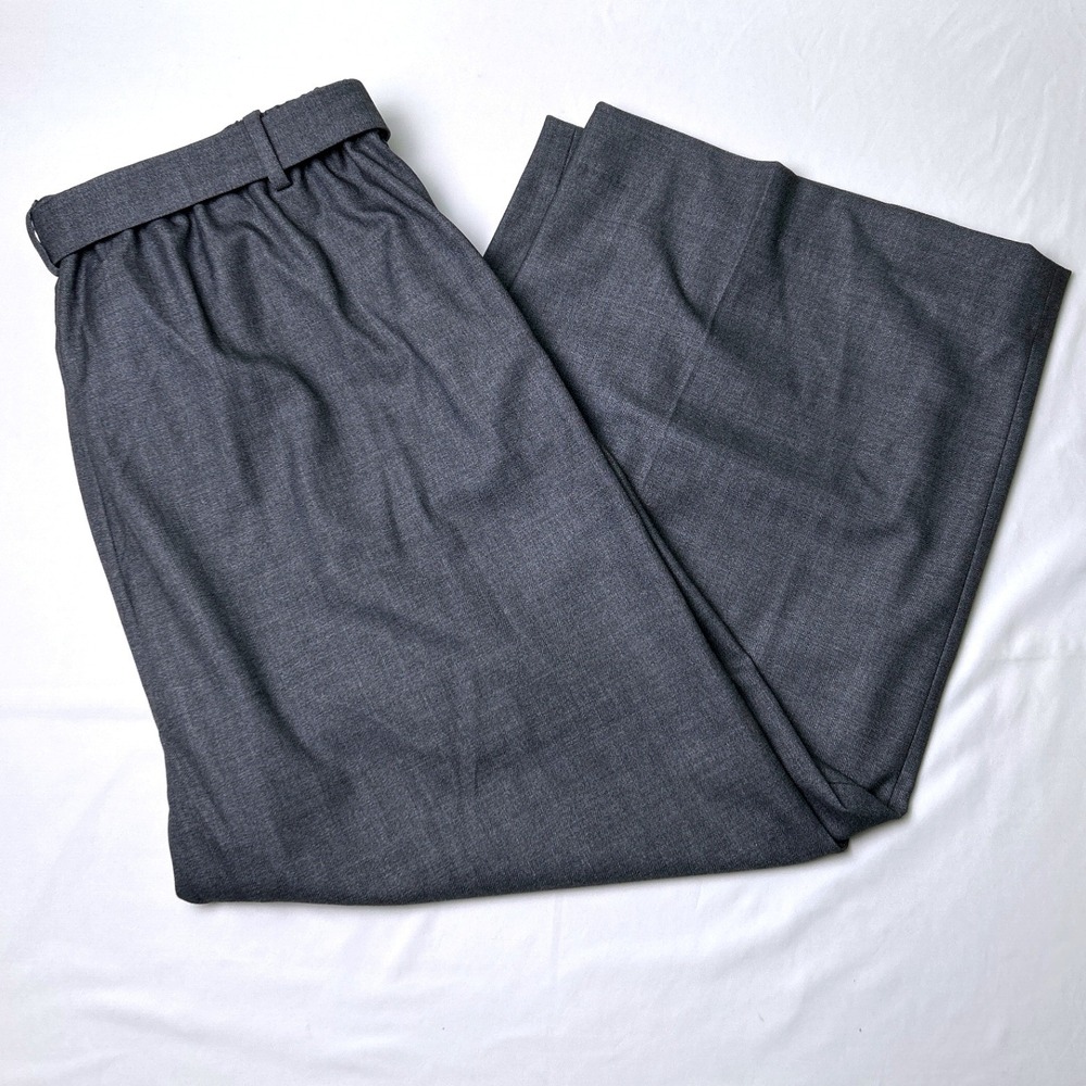 Banana Republic Womens Rowan Herringbone Wide Leg Tie Waist Pants Size 18 Grey